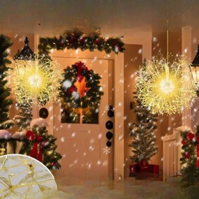 Conjunto de 2 luzes suspensas de Natal 54 cm e 44 cm Ornamentos suspensos para exterior pré-iluminados com 1488 bolas de luz LED