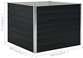 Canteiro jardim elevado 100x100x77 cm aço galvanizado antracite