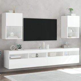 Móveis de TV com luzes LED 2 pcs 40,5x30x60 cm branco