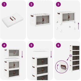 Caixa arrumação empilhável com rodas 5 níveis 75 L 64x40x179 cm