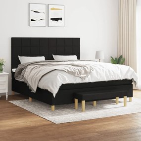 Cama com molas/colchão 160x200 cm tecido preto