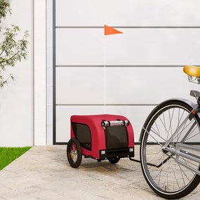 vidaXL Reboque bicicleta p/ animais tecido oxford/ferro vermelho/preto