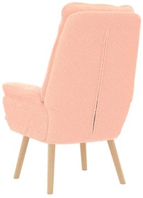 Poltrona Relaxante Rosa em Tecido Estilo Lã