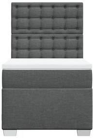 Cama com molas/colchão 100x200 cm tecido cinza-escuro