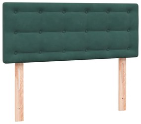 Cama boxspring com colchão 120x210 cm veludo verde-escuro