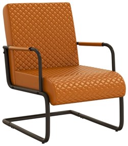 Cadeira cantilever em couro artificial castanho