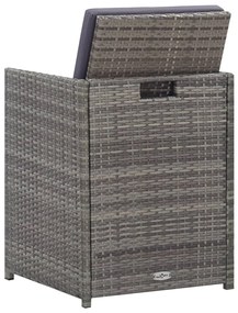 9 pcs conjunto jantar exterior c/ almofadões vime PE antracite