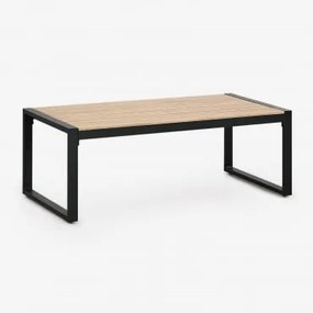 Mesa De Centro Para Jardim Retangular 110x55 Cm Em Alumínio E Madeira De Acácia Lipov Preto - Sklum