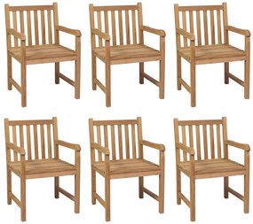 Cadeiras de jardim c/ almofadões branco nata 6 pcs teca maciça