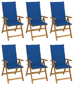 vidaXL Cadeiras de jardim dobráveis c/ almofadões 6 pcs acácia maciça