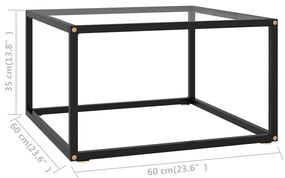 Mesa de centro 60x60x35 cm vidro temperado preto