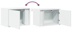 Mesas de cabeceira de parede com luzes LED 2 pcs branco