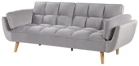 Sofá-cama em veludo cinzento claro ASBY Beliani