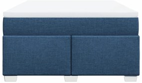 Cama com molas/colchão 160x200 cm tecido azul