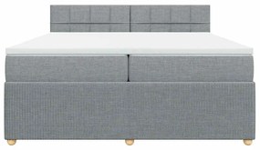 Cama com molas/colchão 200x200 cm tecido cinza-claro