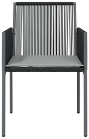 Cadeiras jardim c/ almofadões 2pcs 54x60,5x83,5cm vime PE preto