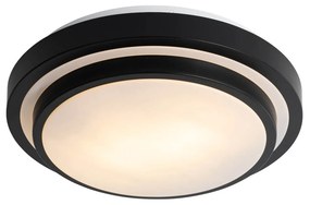 Plafon Moderno Preto com Branco 35cm 2 Luzes IP44 - Walden