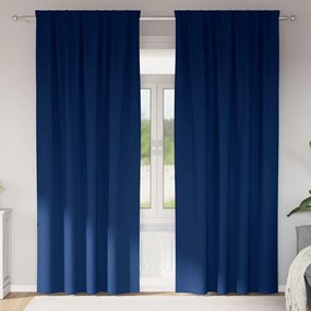 vidaXL Cortinas com cortinas 2 pcs Azul escuro 225 x 140 cm Poliéster