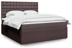 vidaXL Cama com molas/colchão 180x200 cm tecido castanho-escuro