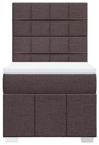 Cama com molas/colchão 100x200 cm tecido castanho-escuro