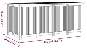 Caixa de arrumação para jardim 175x80x75 cm acácia maciça