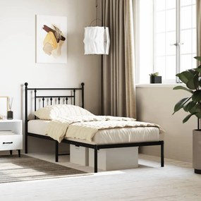 vidaXL Estrutura de cama com cabeceira 90x190 cm metal preto