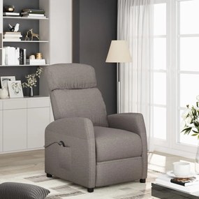 vidaXL Poltrona elevatória tecido cinzento-acastanhado