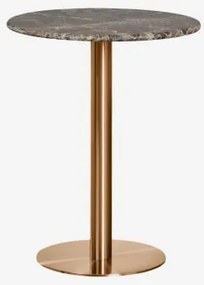 Mesa De Bar Redonda Em Pedra Natural Xiren Ø60 Cm & Mármore Castanho Emperador & Ouro Rosa Escovado - Sklum