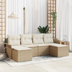 vidaXL Conjunto de Sofá de Jardim com Almofadas Bege Rattan Poliéster