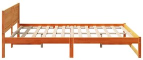 Estrutura de Cama Marrom Encerado Madeira 140 x 200 cm Simples