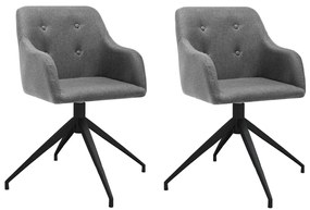 vidaXL Cadeiras de jantar giratórias 2 pcs tecido cinzento-claro