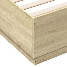 Estrutura de cama 200x200 cm derivados madeira carvalho sonoma