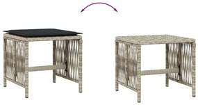 Bancos jardim c/ almofadões 4pcs 41x41x36cm vime PE cinza-claro