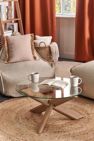 Pufe poltrona creme LINEN DROP Beliani