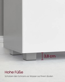 Armário casa de banho de lavatório (NÃO INCLUIDO) 30 x 60 x 63,8 cm com 2 gavetas grandes Cinzento e branco