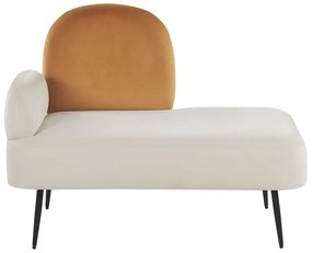 Chaise-longue com encosto à esquerda em veludo branco ARCEY Beliani