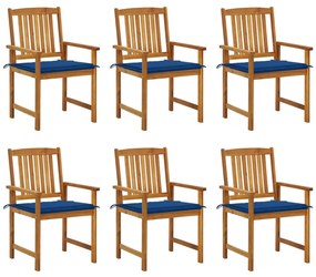 Cadeiras de jardim com almofadões 6 pcs acácia maciça