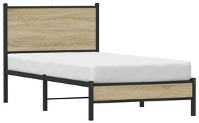 Estrutura de cama sem colchão 75x190 cm metal carvalho sonoma