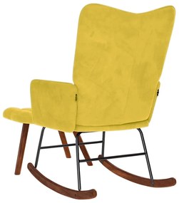 Cadeira de baloiçar com banco veludo amarelo