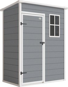 Outsunny Abrigo de Jardim 1,14 m² 151x92x193 cm Abrigo de Exterior Metálico com Chão Porta de Correr Janela e Teto Inclinado Cinzento | Aosom Portugal