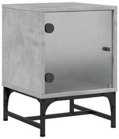 Mesa cabeceira c/ porta vidro 2 pcs 35x37x50cm cinzento cimento