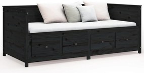 Sofá-cama 90x190 cm madeira de pinho maciça preto