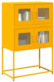 vidaXL Aparador alto 68x39x107 cm aço amarelo mostarda