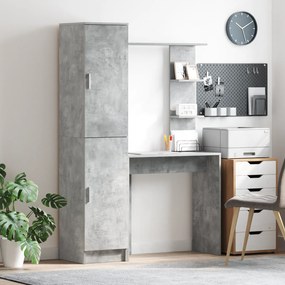vidaXL Mesa com Armazenamento Cinza Concreto Madeira Engenharia