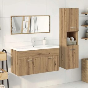 4 pcs móveis de casa de banho deriv. madeira carvalho artisiano