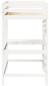 Cama alta com secretária 90x200 cm pinho maciço branco