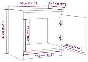 Mesa de cabeceira 40x30,5x40 cm madeira de pinho maciça cinza