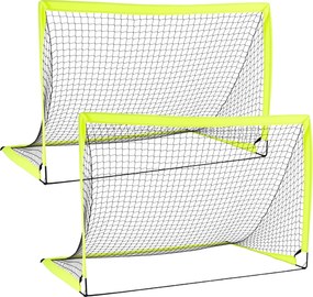 Conjunto de 2 Balizas de Futebol Infantis Pop-up, 182 x 122 x 118 cm, Estrutura Dobrável, Verde