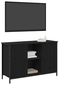 Cabinet de TV Carvalho Negro 101x35x65 cm Madeira Derivada e Aço