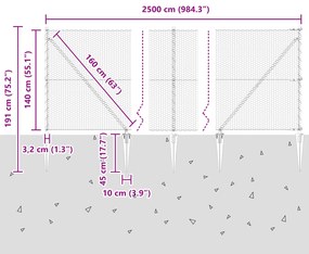 Cerca Hexagonal vidaXL Cinza 1,4x25 m Aço